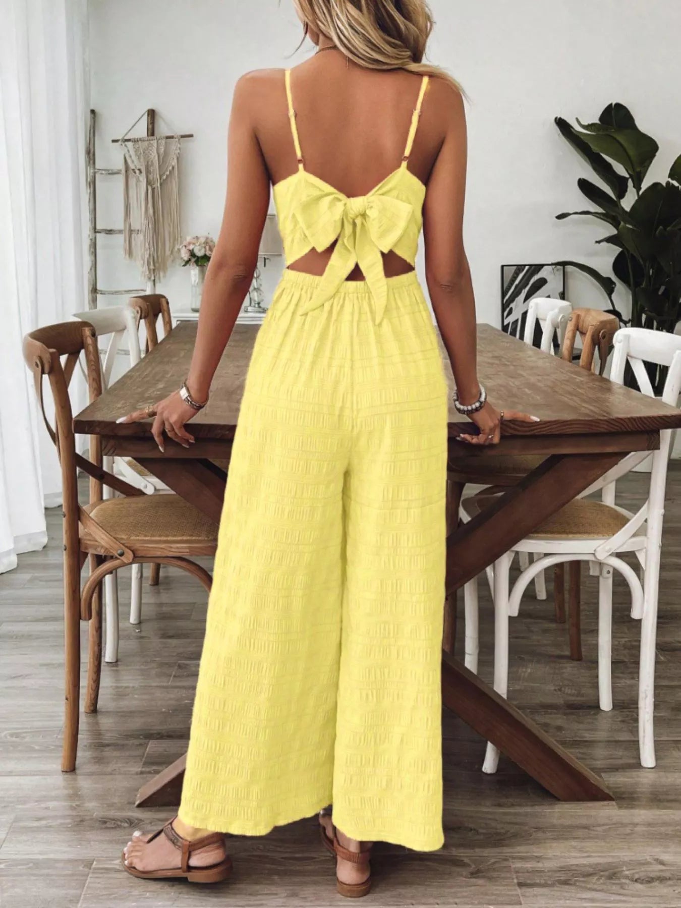 Bow Back Sleeveless Wide Leg Jumpsuit - Flip Flop Dynasty