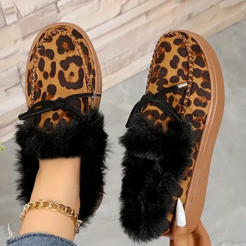 Bow Furry Round Toe Flat Slip - Ons - Flip Flop Dynasty