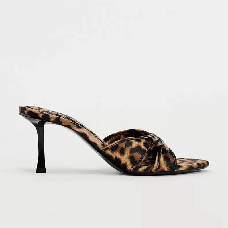 Bow Leopard Kitten Heel Sandals - Flip Flop Dynasty