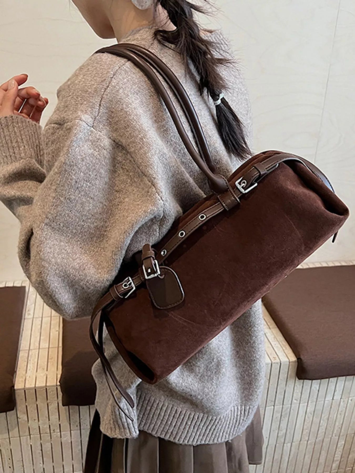 Buckle Decor Shoulder Bag - Flip Flop Dynasty