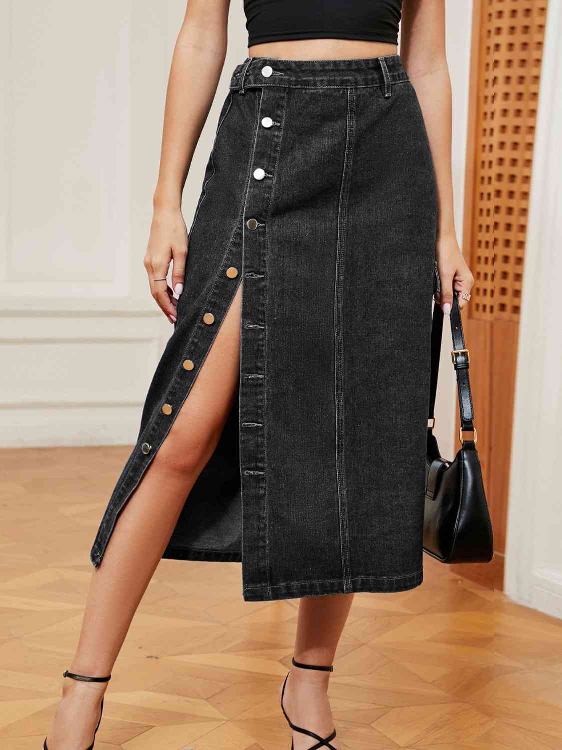 Button Down Denim Skirt - Flip Flop Dynasty