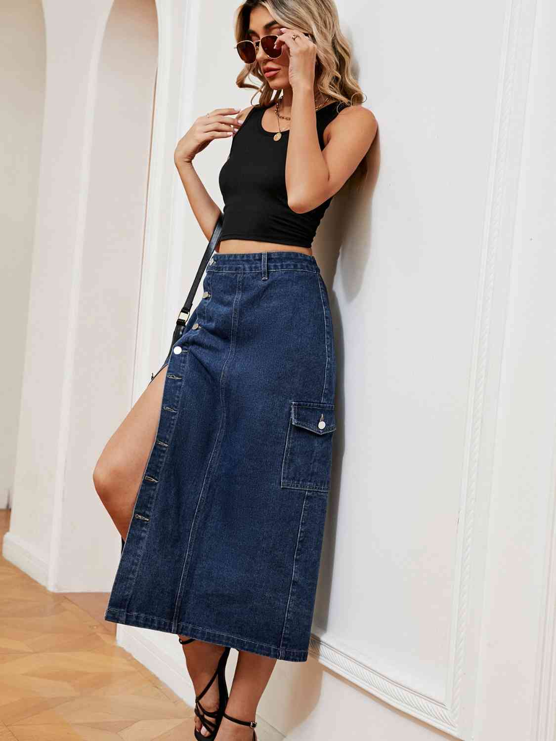 Button Down Denim Skirt - Flip Flop Dynasty