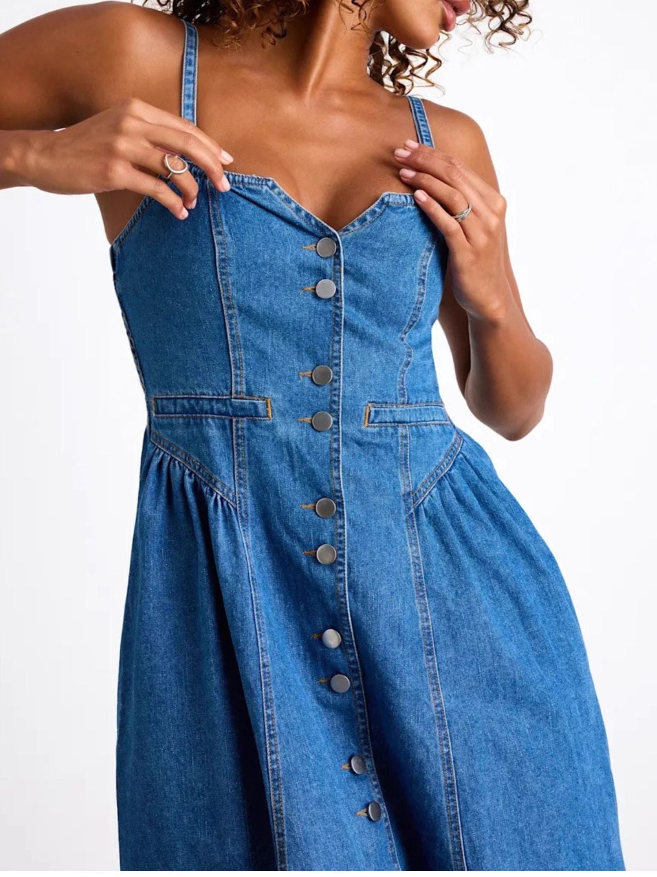 Button-Front Midi Denim Dress - Flip Flop Dynasty