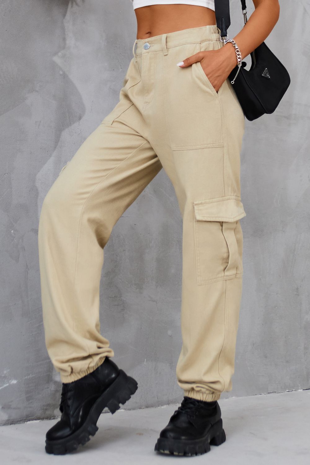Buttoned High Waist Jeans with Pockets - Flip Flop Dynasty