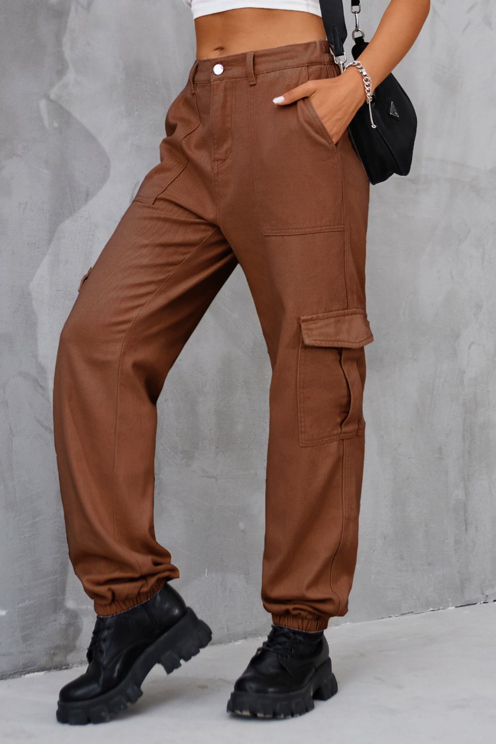 Buttoned High Waist Jeans with Pockets - Flip Flop Dynasty