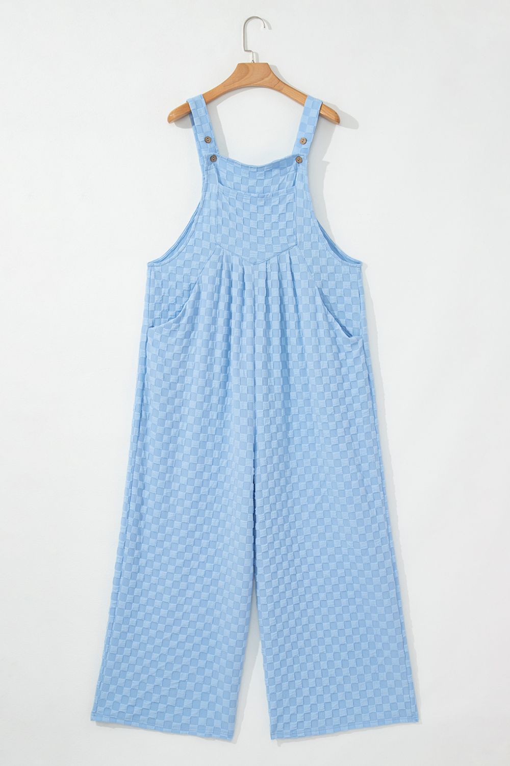 Checkered Pocketed Wide Leg Overalls - Flip Flop Dynasty