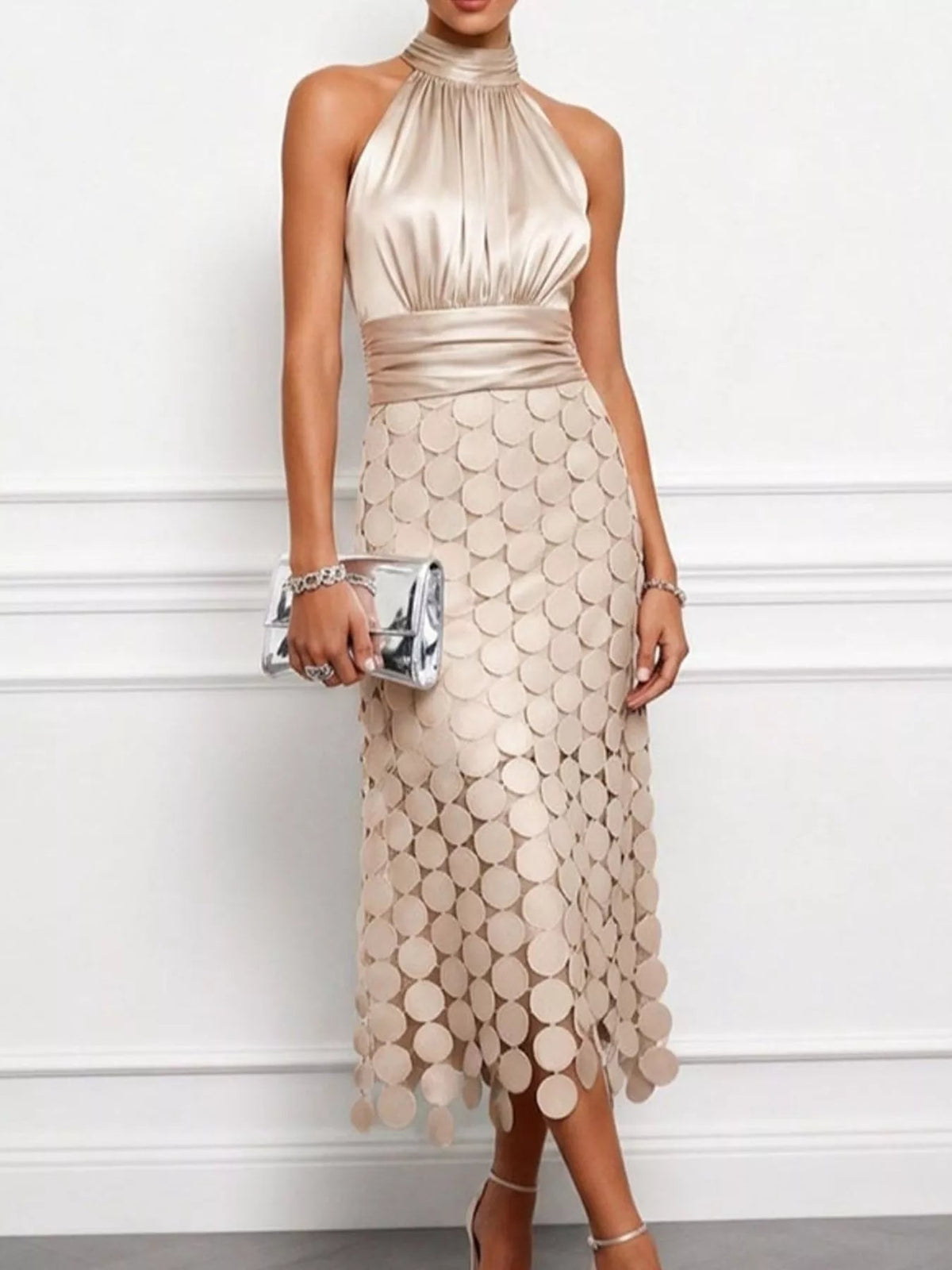 Circular Applique Sleeveless Midi Dress - Flip Flop Dynasty