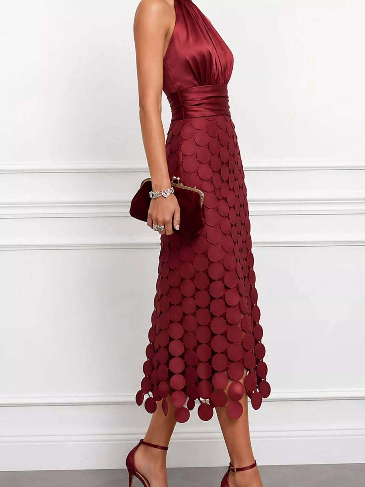 Circular Applique Sleeveless Midi Dress - Flip Flop Dynasty