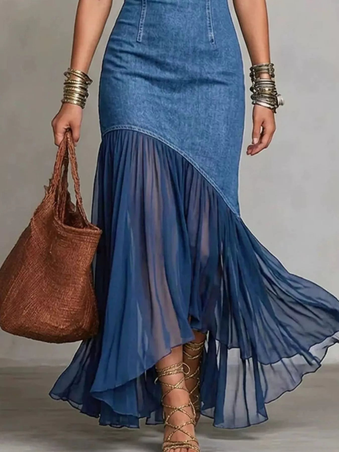 Cold Shoulder Ruffle Hem Maxi Dress - Flip Flop Dynasty