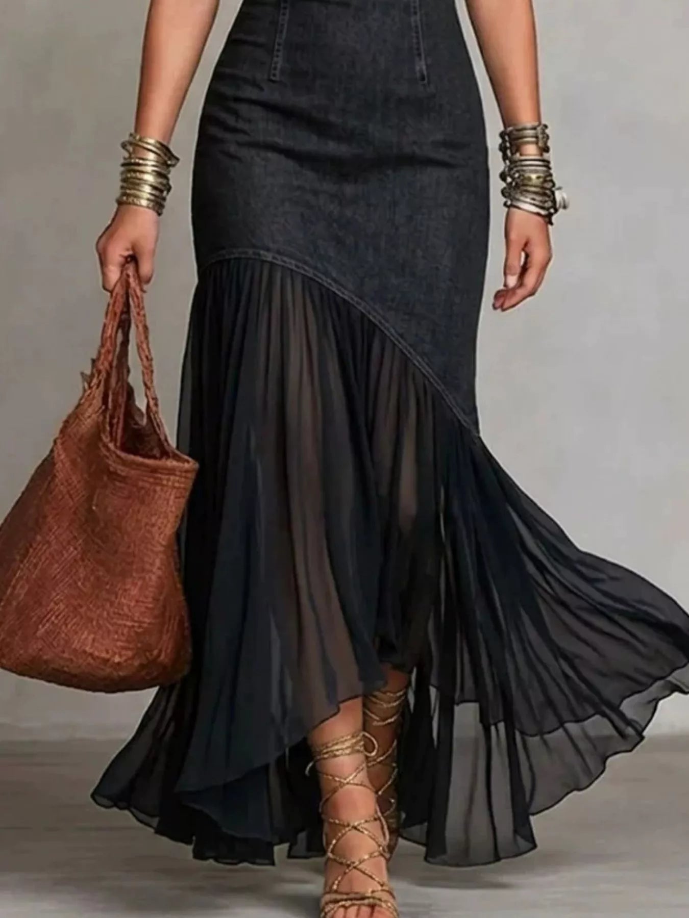 Cold Shoulder Ruffle Hem Maxi Dress - Flip Flop Dynasty
