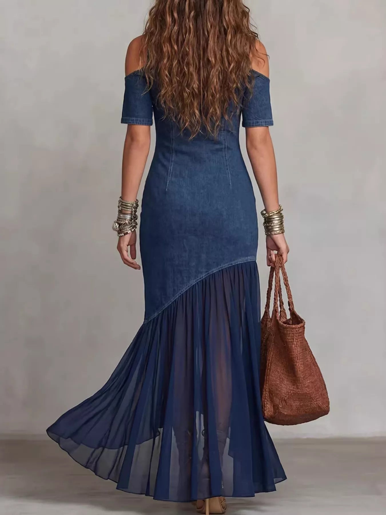 Cold Shoulder Ruffle Hem Maxi Dress - Flip Flop Dynasty