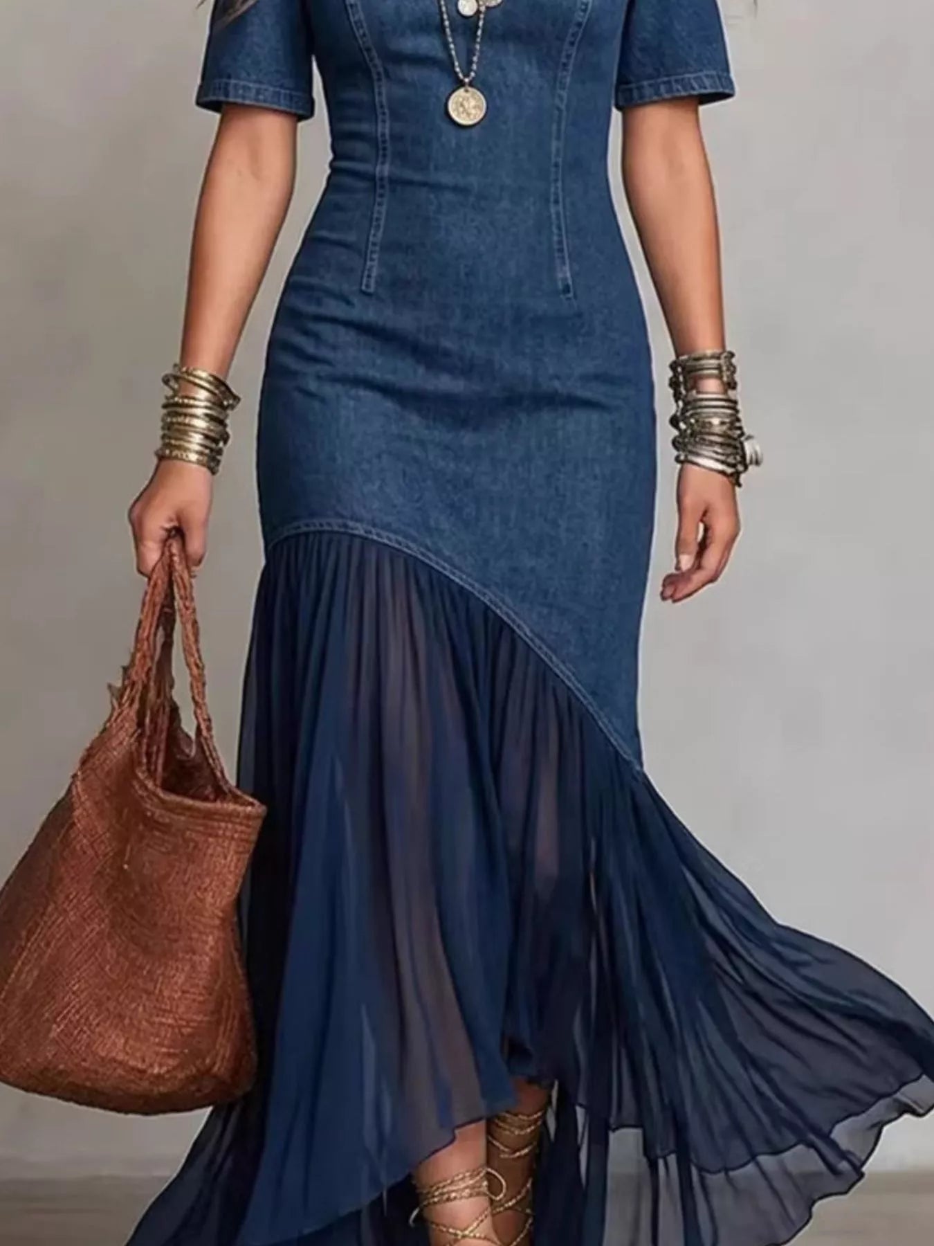 Cold Shoulder Ruffle Hem Maxi Dress - Flip Flop Dynasty