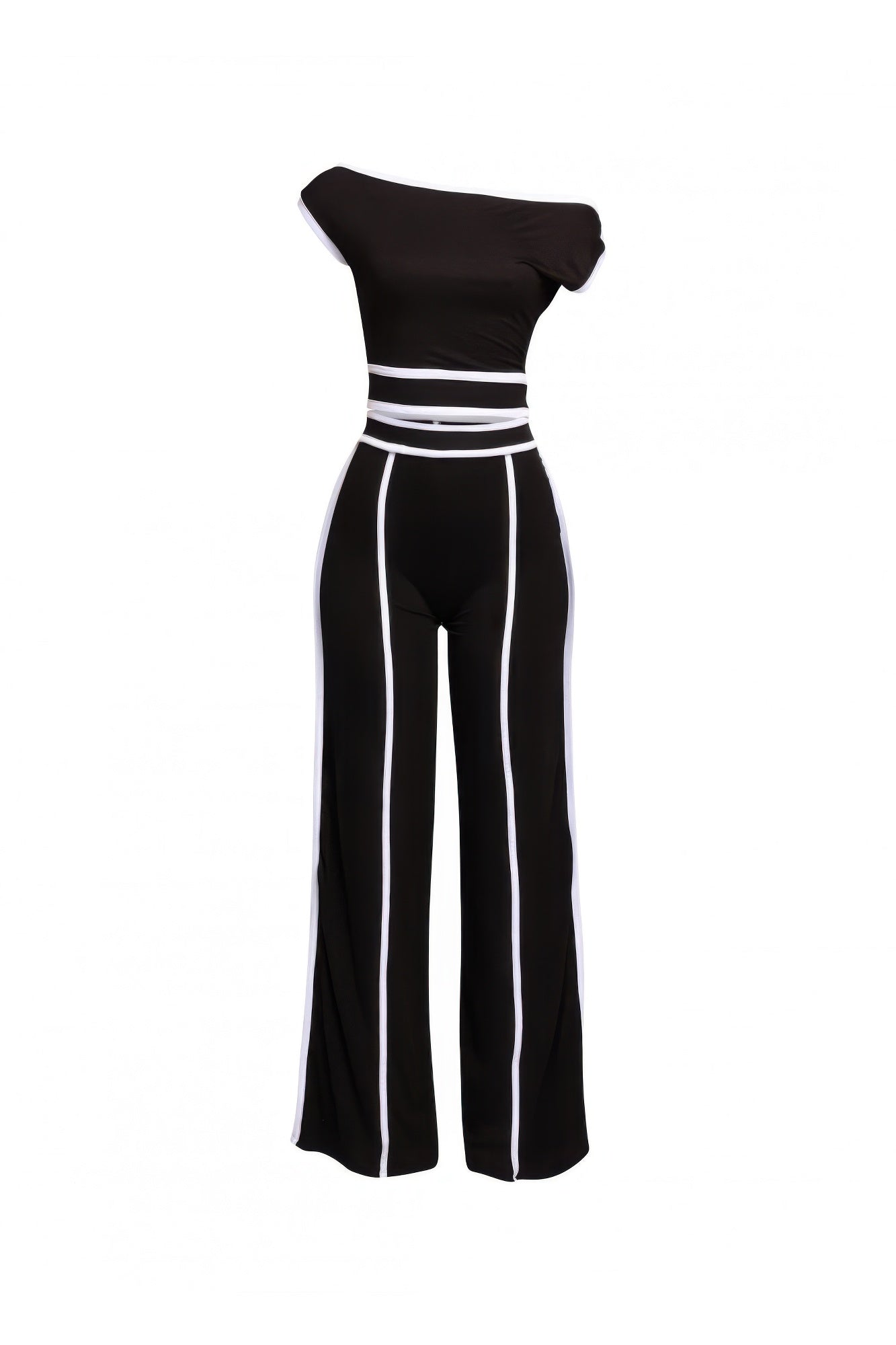 Color Contrast Detailed Off Shoulder Set - Flip Flop Dynasty