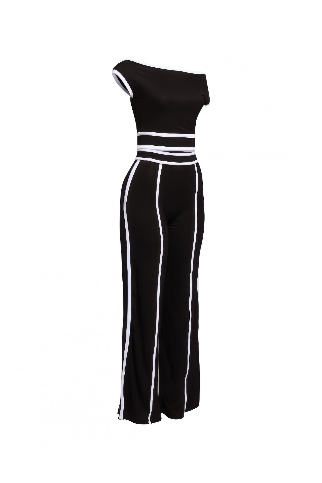 Color Contrast Detailed Off Shoulder Set - Flip Flop Dynasty