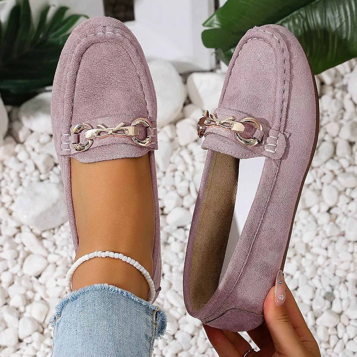 Comfortable Flat Loafers with Decorative Buckle - Flip Flop Dynasty