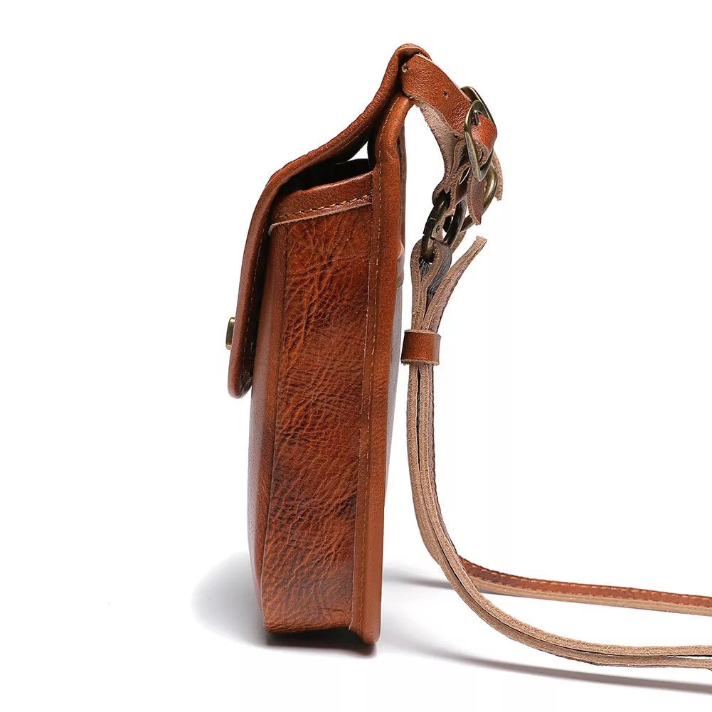 Cowhide Leather Crossbody Bag with Metal Clasp - Flip Flop Dynasty