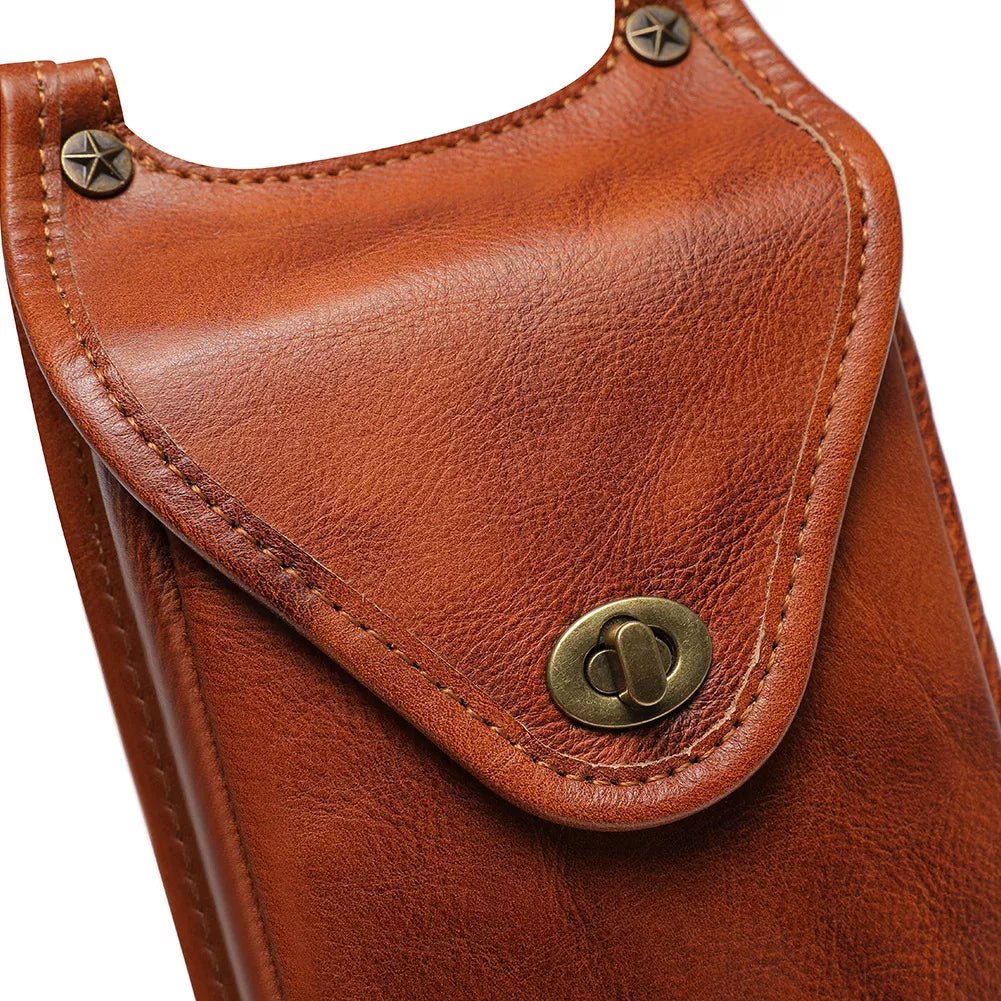 Cowhide Leather Crossbody Bag with Metal Clasp - Flip Flop Dynasty