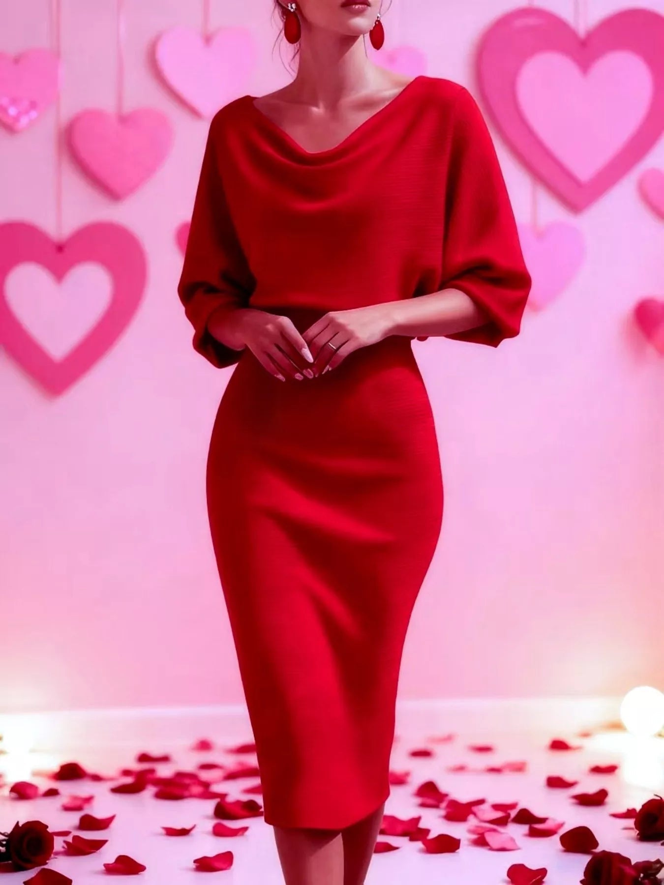 Cowl Neck Bodycon Midi Dress - Flip Flop Dynasty