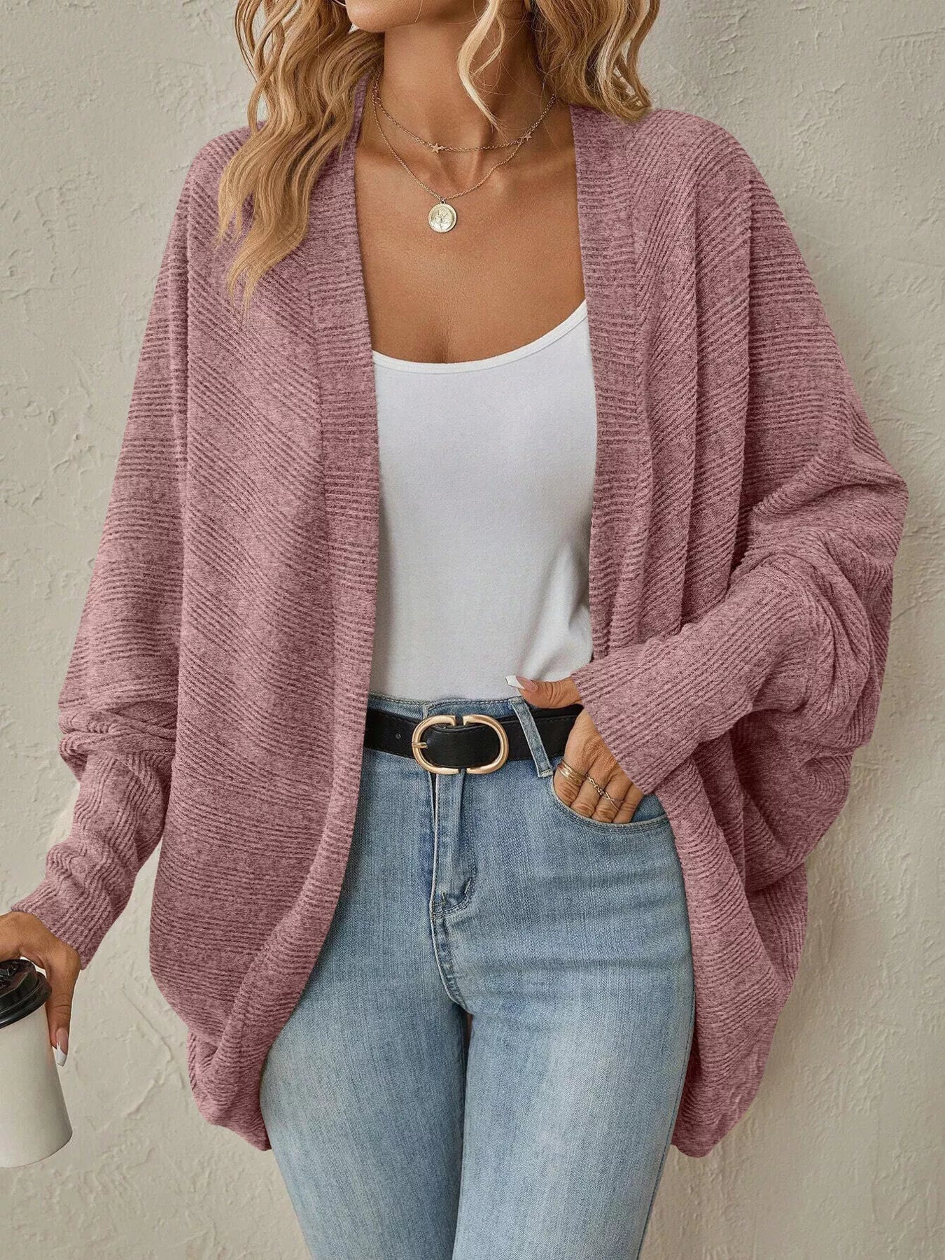 Cozy Oversized Open Front Knit Cardigan - Flip Flop Dynasty