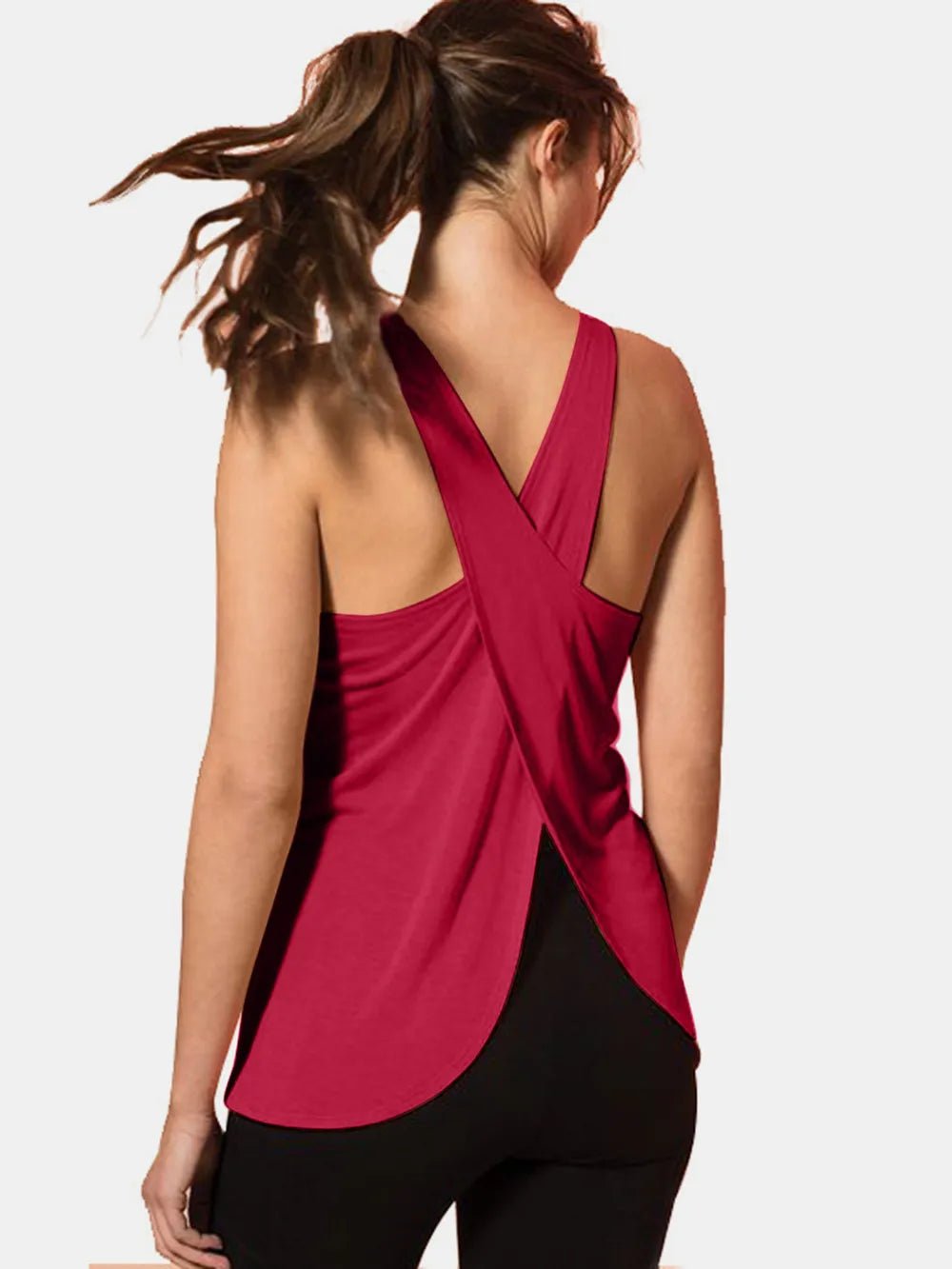 Crisscross Scoop Neck Active Tank - Flip Flop Dynasty