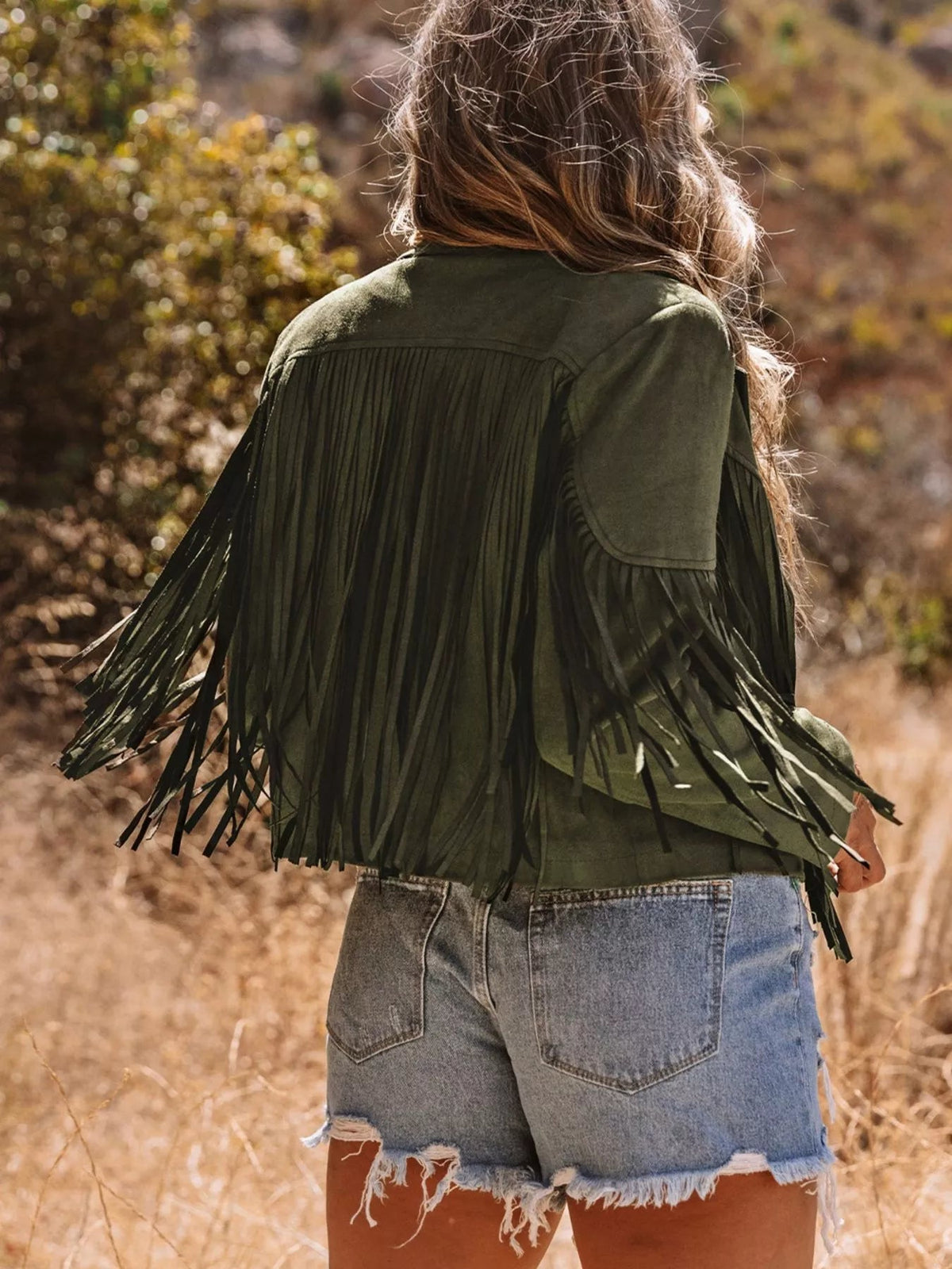 Cropped Fringe Faux Suede Jacket - Flip Flop Dynasty