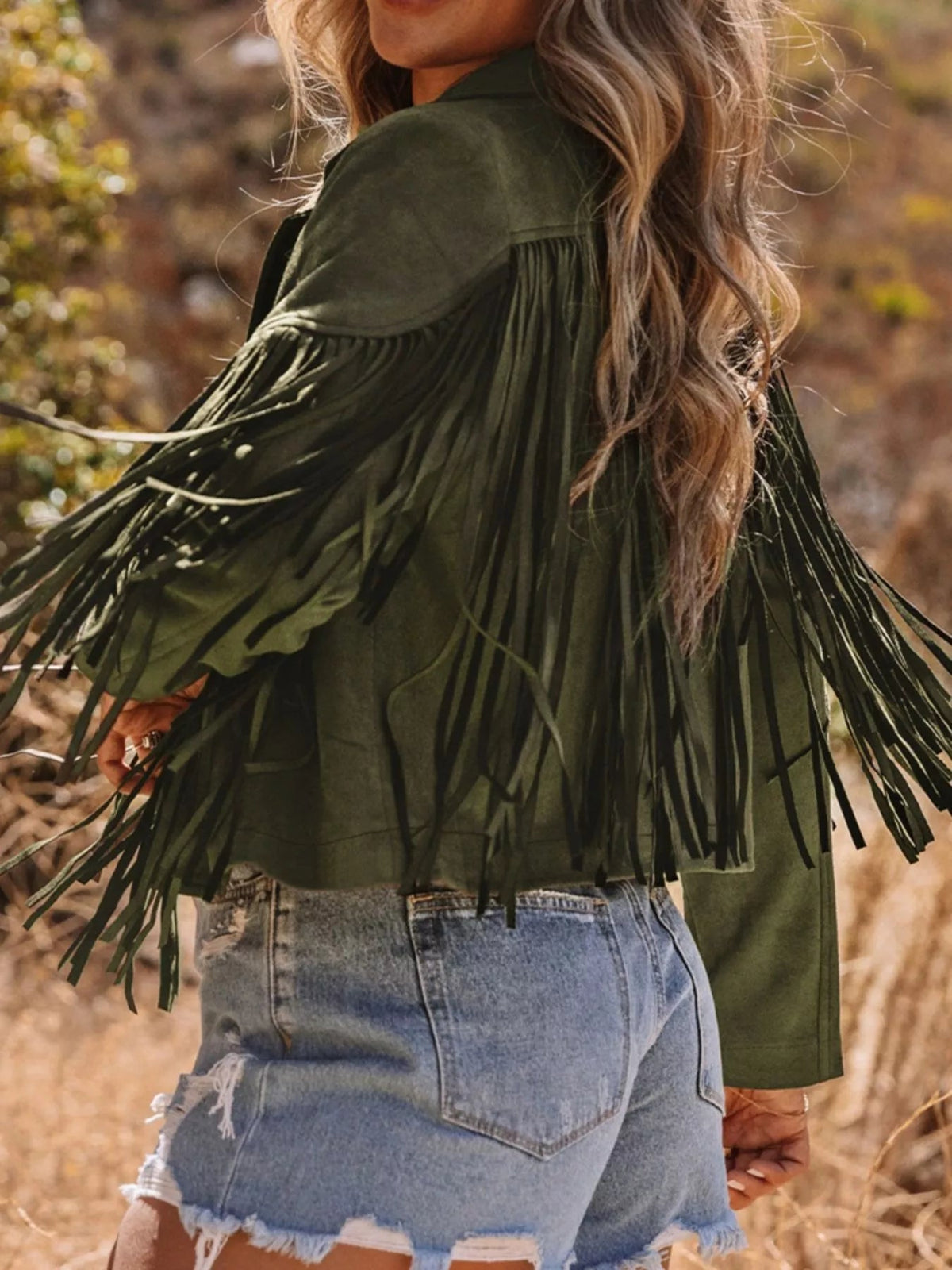 Cropped Fringe Faux Suede Jacket - Flip Flop Dynasty