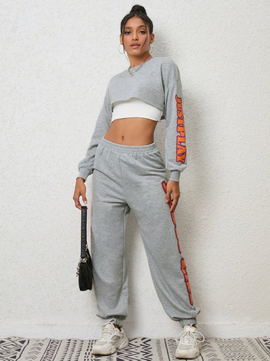 Cropped Sweatshirt and Sweatpants Set - Flip Flop Dynasty