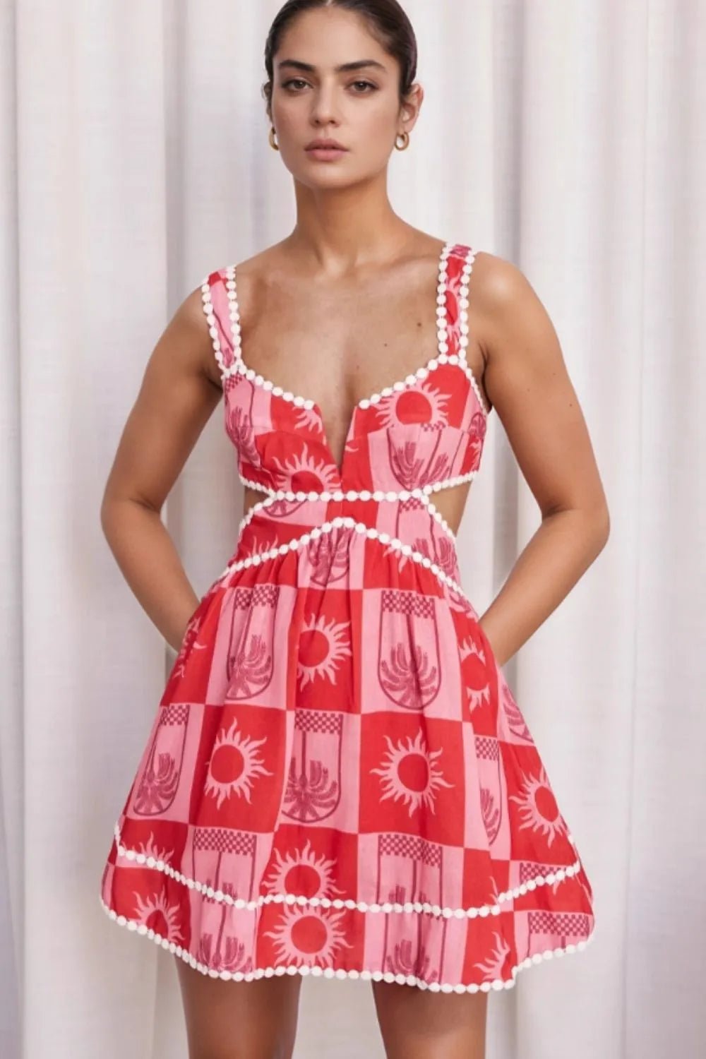 Cutout Printed Mini Dress - Flip Flop Dynasty