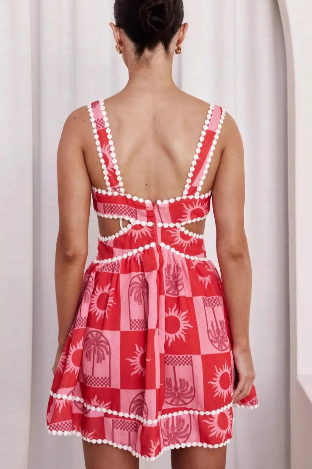 Cutout Printed Mini Dress - Flip Flop Dynasty