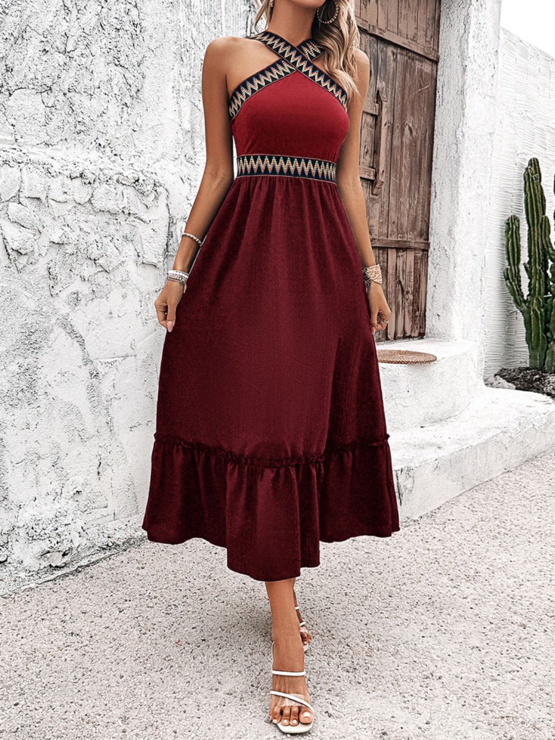 Devine Ruffled Slit Sleeveless Midi Dress - Flip Flop Dynasty
