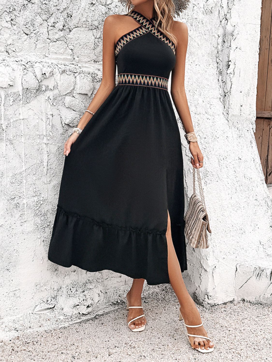 Devine Ruffled Slit Sleeveless Midi Dress - Flip Flop Dynasty