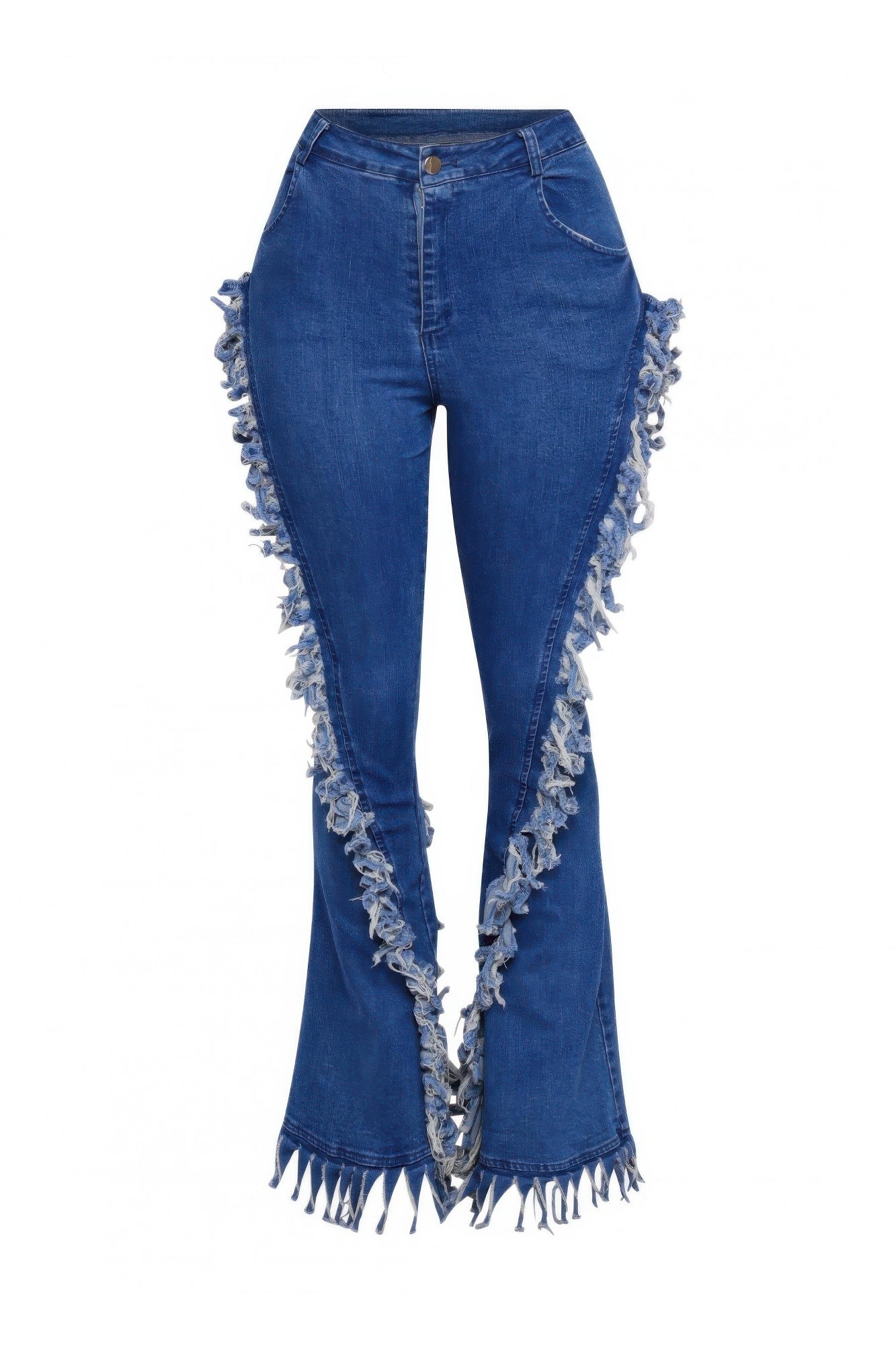 Distressed Fringe Denim Flared Pant - Flip Flop Dynasty