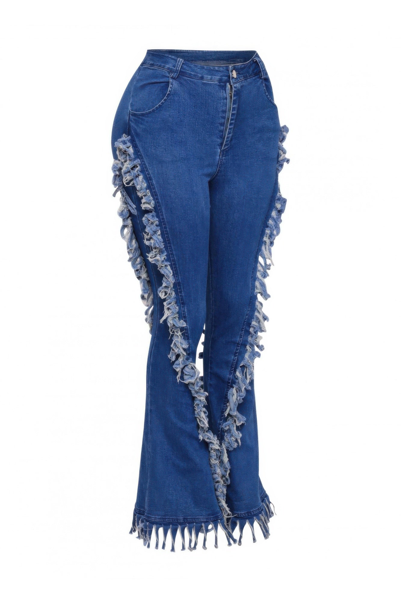 Distressed Fringe Denim Flared Pant - Flip Flop Dynasty