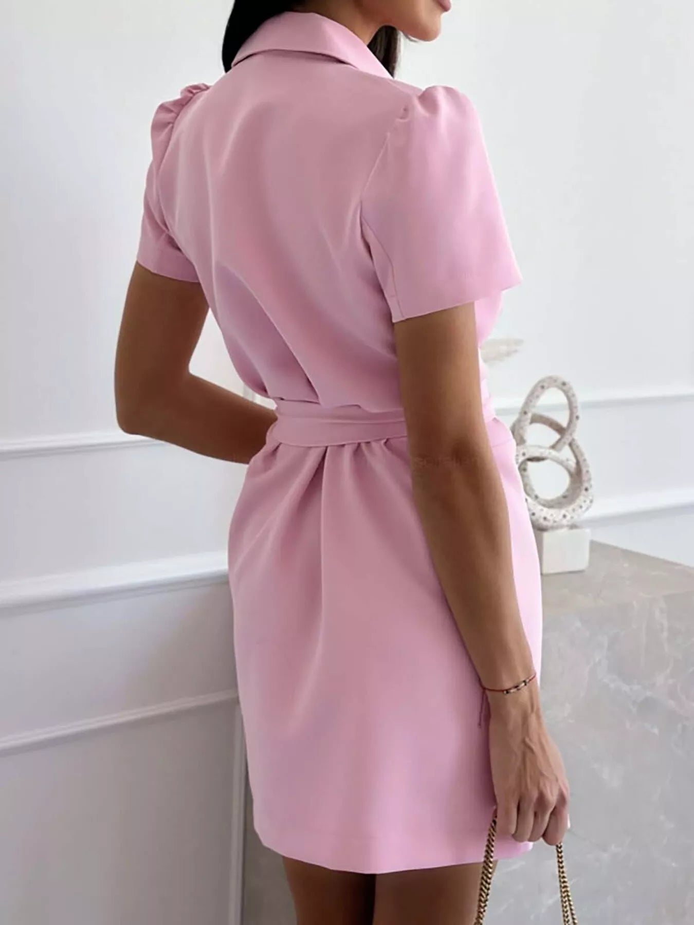 Double-breasted Blazer Dress with Belt - Flip Flop Dynasty