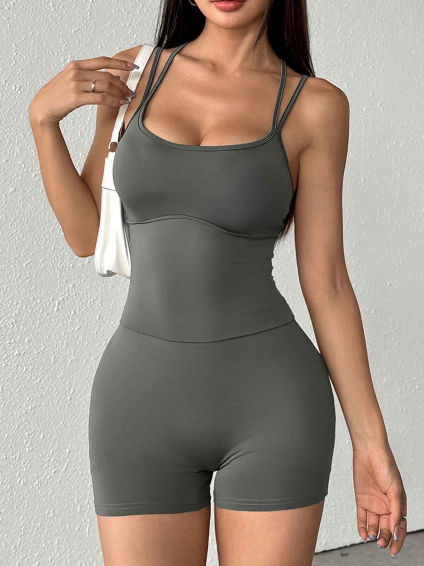 Double Spaghetti Strap Active Romper - Flip Flop Dynasty
