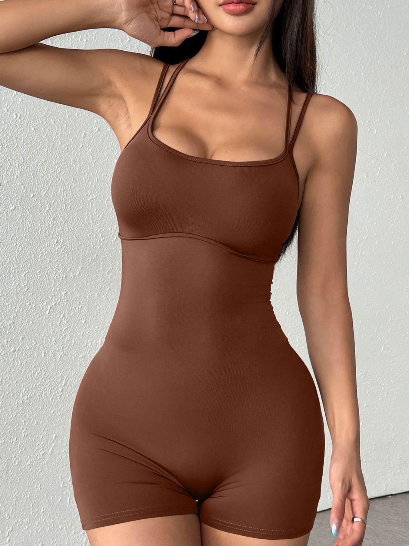 Double Spaghetti Strap Active Romper - Flip Flop Dynasty