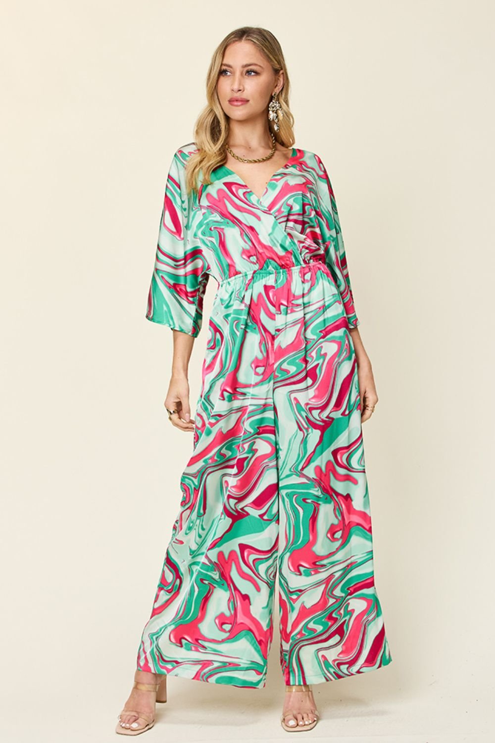 Double Take Full Size Half Sleeve Wide Leg Jumpsuit - Flip Flop Dynasty