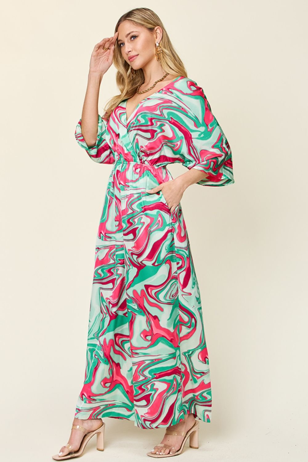 Double Take Full Size Half Sleeve Wide Leg Jumpsuit - Flip Flop Dynasty