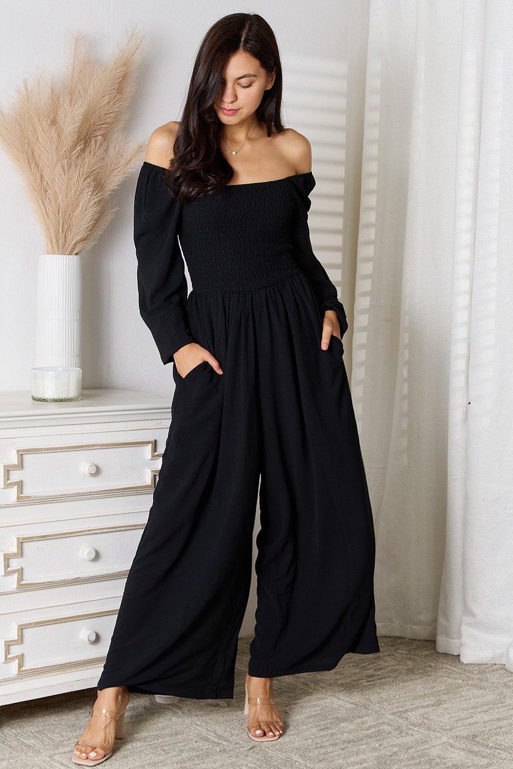 Double Take Square Neck Jumpsuit with Pockets - Flip Flop Dynasty