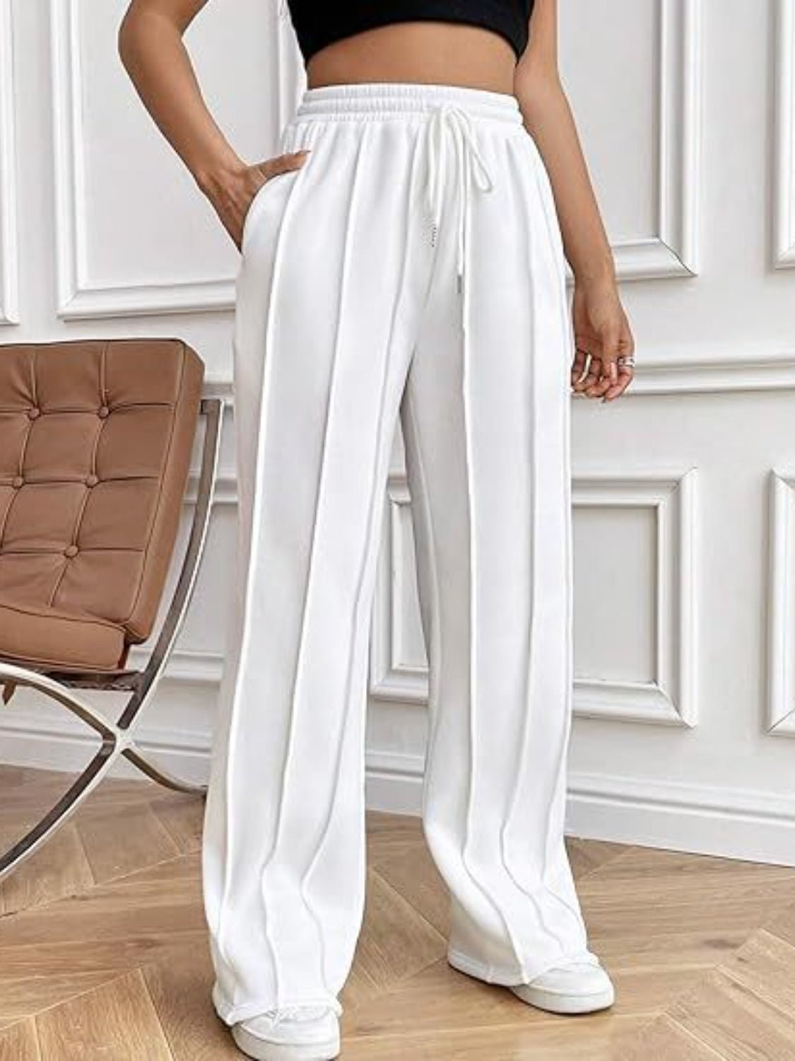 Drawstring Wide Leg Pants with Pockets - Flip Flop Dynasty