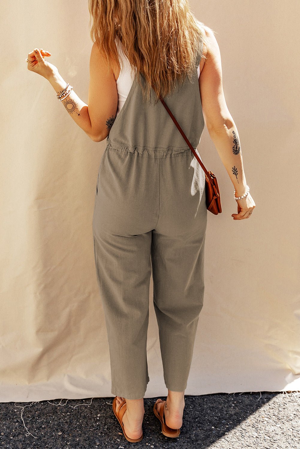 Drawstring Wide Strap Overalls with Pockets - Flip Flop Dynasty