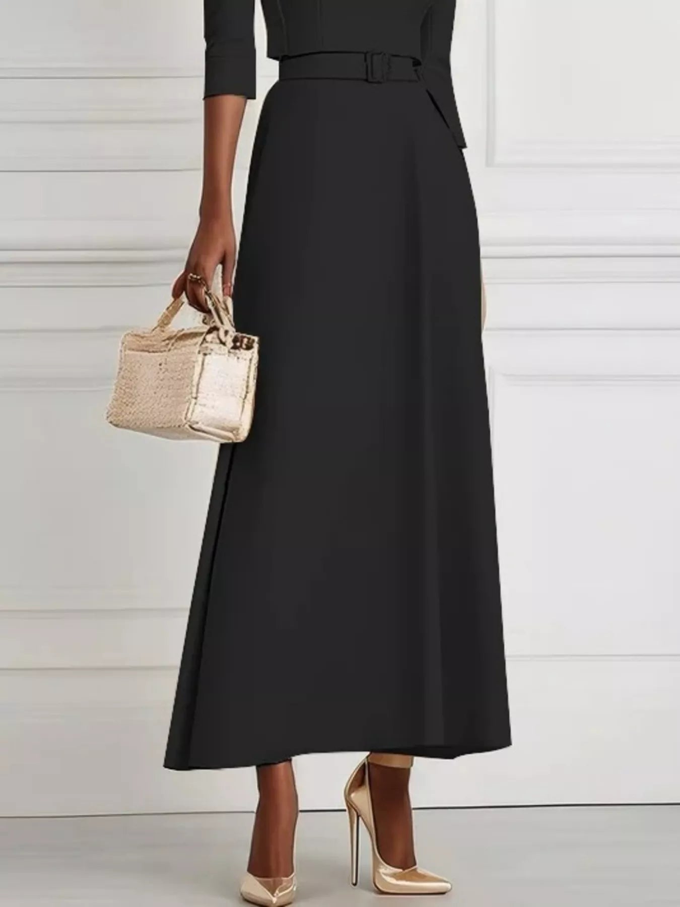Elegant Off - Shoulder Belted Maxi Dress - Flip Flop Dynasty