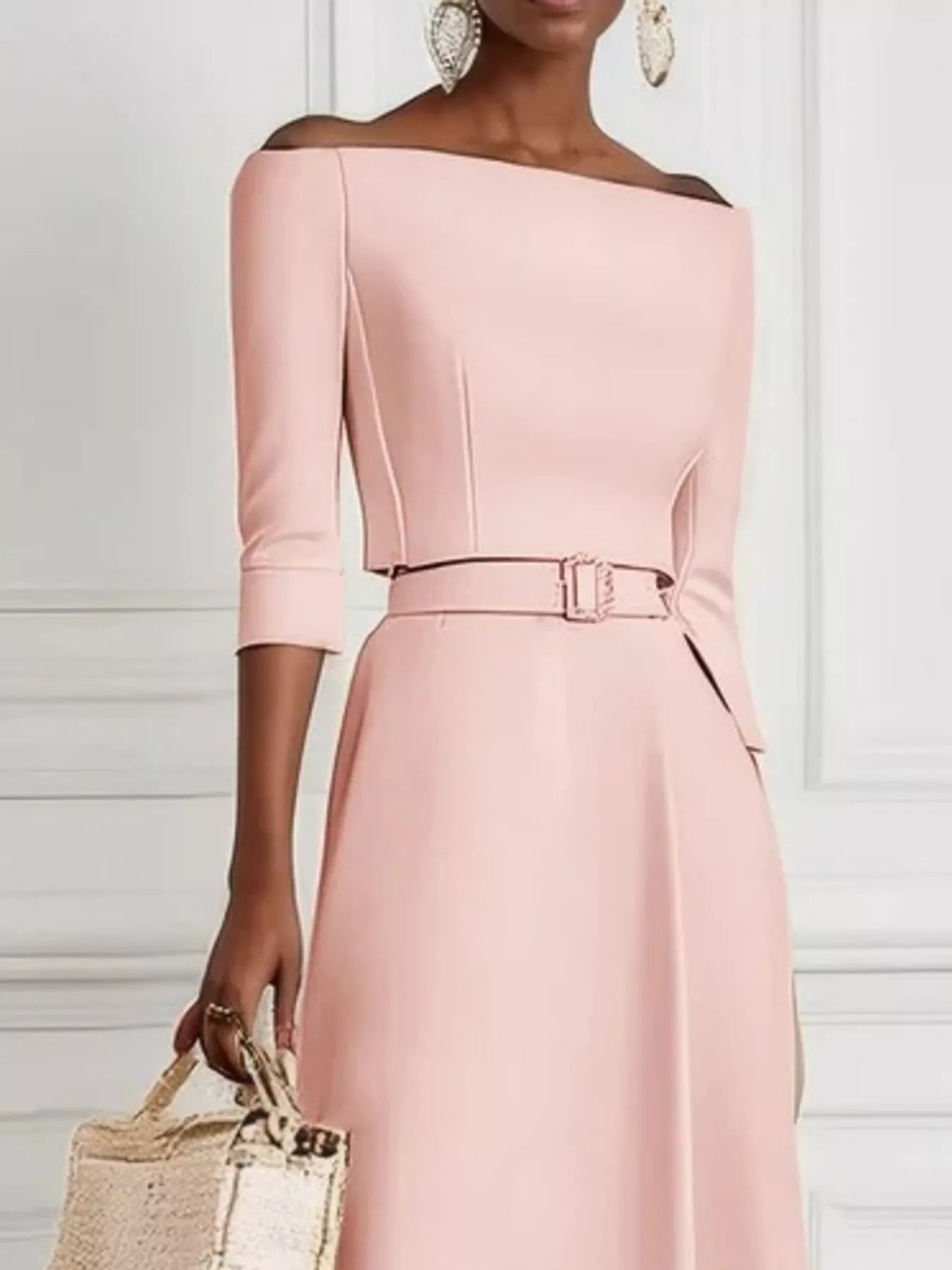 Elegant Off - Shoulder Belted Maxi Dress - Flip Flop Dynasty