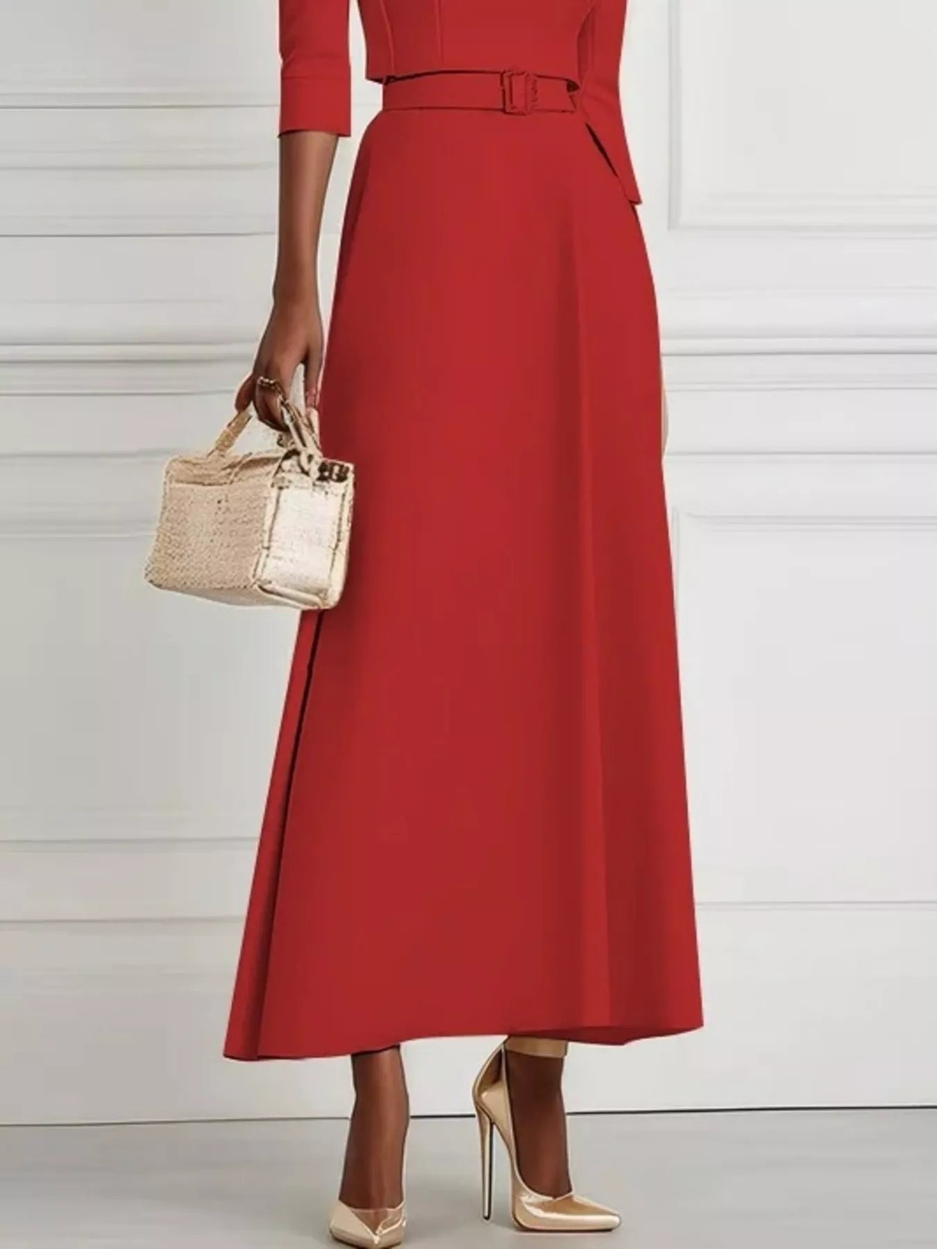Elegant Off - Shoulder Belted Maxi Dress - Flip Flop Dynasty