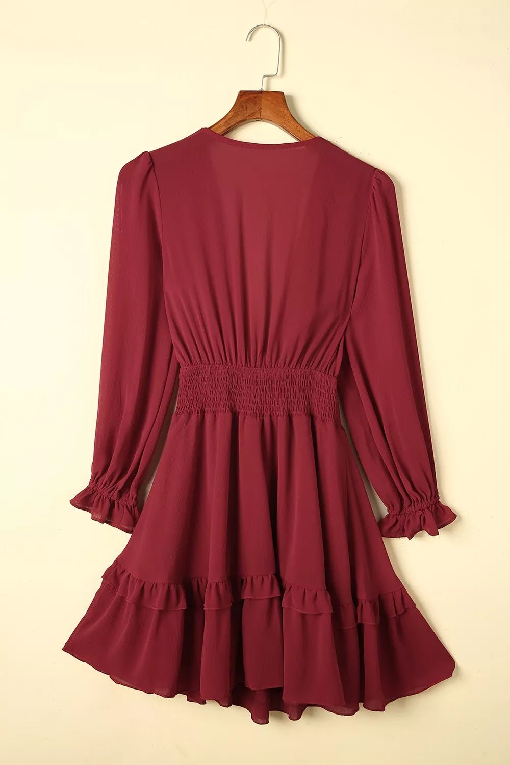 Elegant Tie - Front Ruffle Mini Dress with Smocked Waist - Flip Flop Dynasty