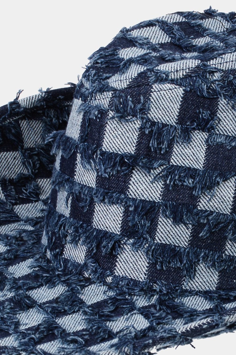 Fame Checkered Fringe Denim Cowboy Hat - Flip Flop Dynasty