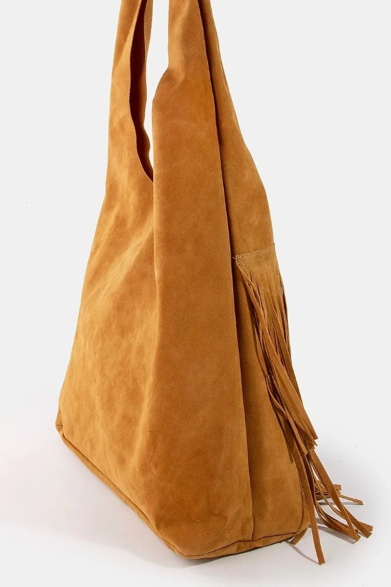 Fame Layered Fringe Detail Suede Hobo Bag - Flip Flop Dynasty