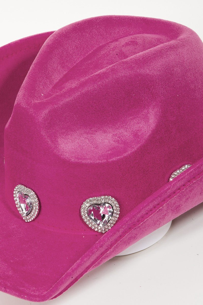 Fame Rhinestone Pave Heart Cowboy Hat - Flip Flop Dynasty