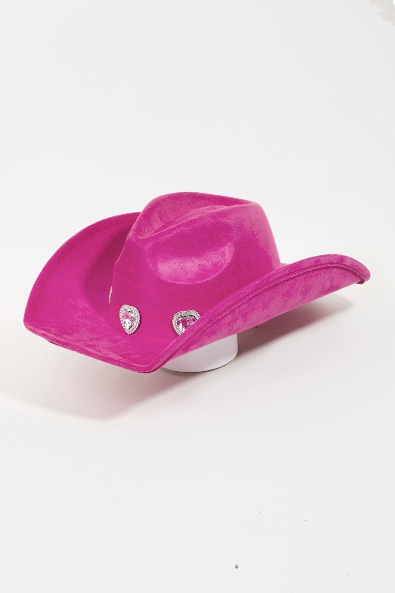 Fame Rhinestone Pave Heart Cowboy Hat - Flip Flop Dynasty