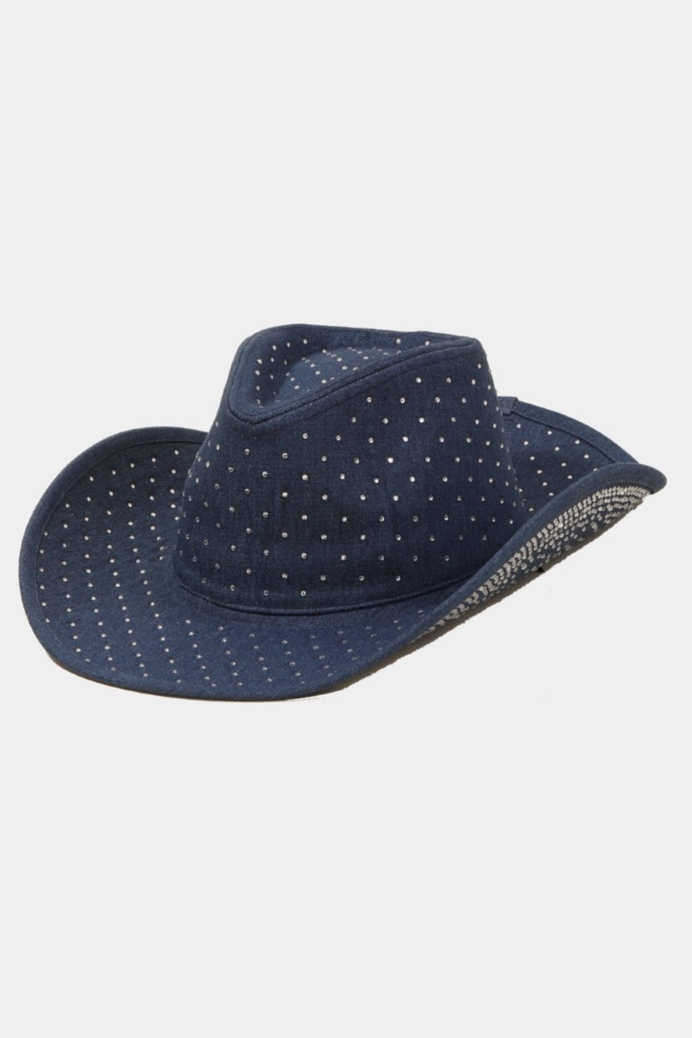 Fame Rhinestone Wide Brim Denim Hat - Flip Flop Dynasty